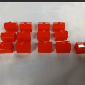 1985 Monopoly Game Replacement Pieces Parts 13 Red Plastic Hotels